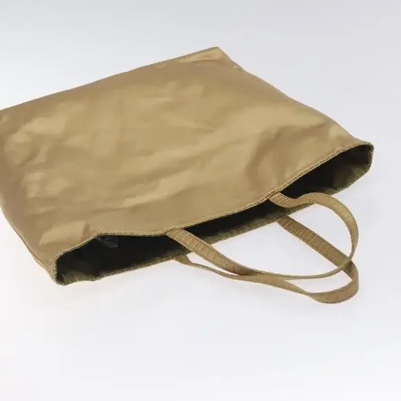 PRADA Hand Bag Satin Beige Gold